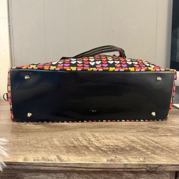 Roxy Quicksilver Heart Patterned Black & Pink Lightweight Tote Bag - Picture 5 of 10